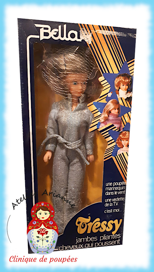 Poupée Tressy de Bella ,tenue « Disco » 1980 — Série : TOUS ENSEMBLE DANS LA VIE DU MUSÉE « Présentation des poupées dans leurs vêtements d’origine » Poupée Tressy de Bella ,tenue « Disco » 1980 — document original du blog, vue 1 — vue 1.