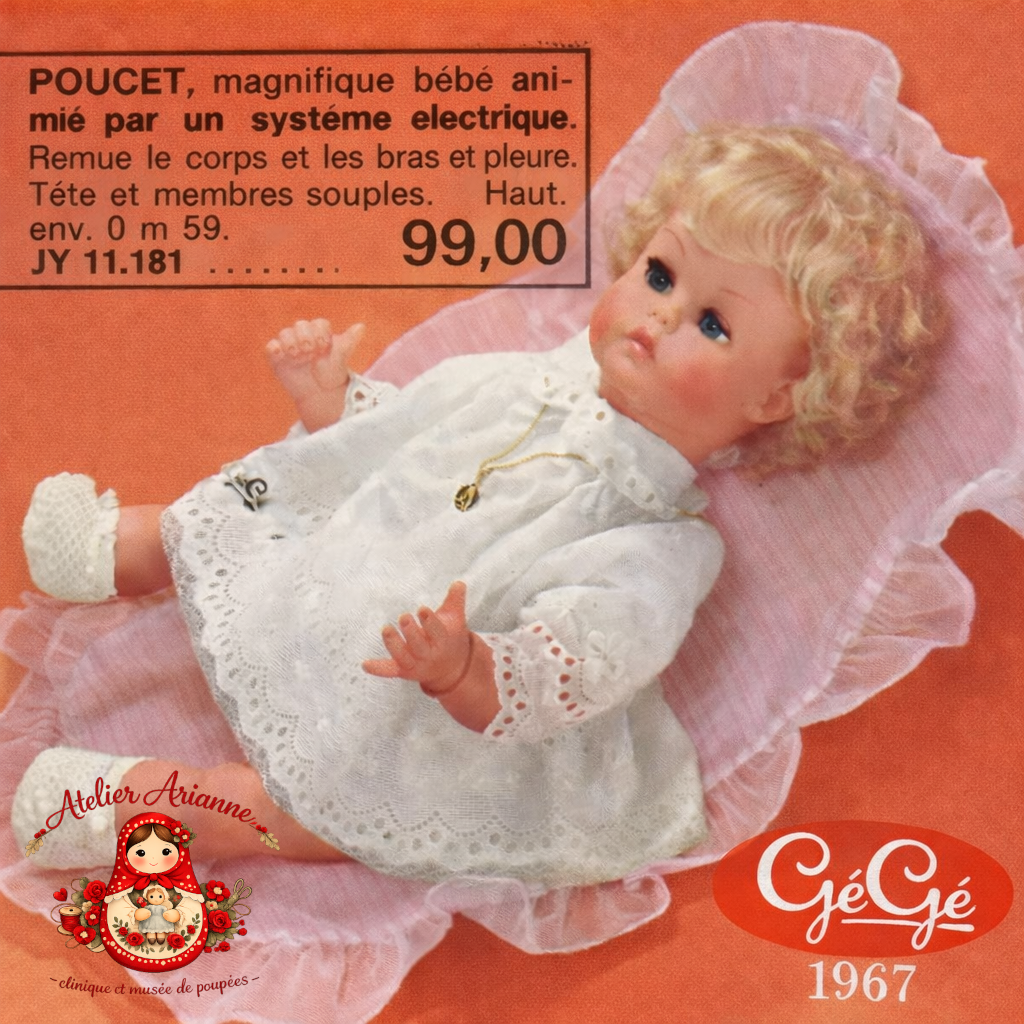 Le poupon Poucet de GéGé — « TOUS ENSEMBLE DANS LA VIE DU MUSÉE » Le poupon Poucet de GéGé -Atelier Arianne musée et clinique de poupées — document original du blog, vue 8 — vue 8.