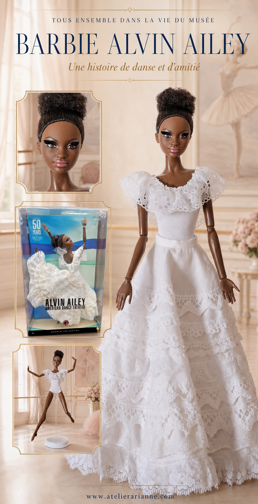 Barbie Alvin Ailey American Dance Theater : une poupée inspirée de Judith Jamison — Affiche de la Barbie Alvin Ailey American Dance Theater de Mattel, Pink Label N4980, inspirée de Judith Jamison — vue 1.