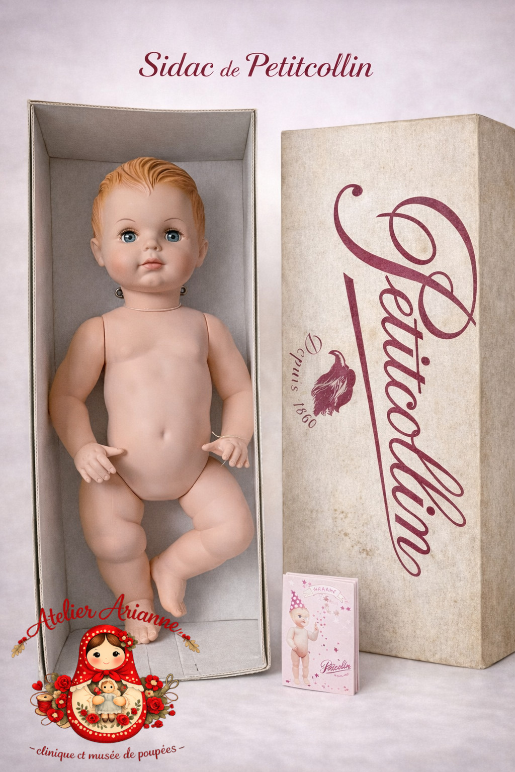 Le baigneur « SIDAC » de Petitcollin — Atelier Arianne clinique et musée de poupées: Le baigneur « SIDAC » de la société Petitcollin — document original du blog, vue 3 — vue 3.