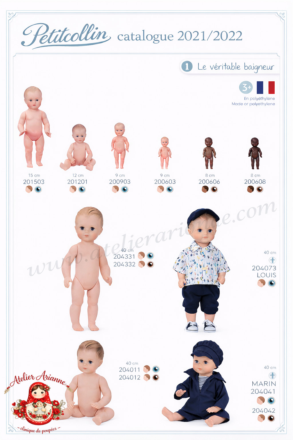 Le baigneur « SIDAC » de Petitcollin — Atelier Arianne clinique et musée de poupées: Le baigneur « SIDAC » de la société Petitcollin — document original du blog, vue 13 — vue 13.