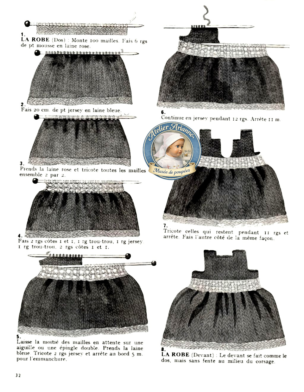 Raynal Primevère — tenue Blanche-Neige, livret « J’apprends à tricoter » — Tenue Blanche-Neige du livret « J’apprends à tricoter » — document original du blog, vue 3 — vue 2.