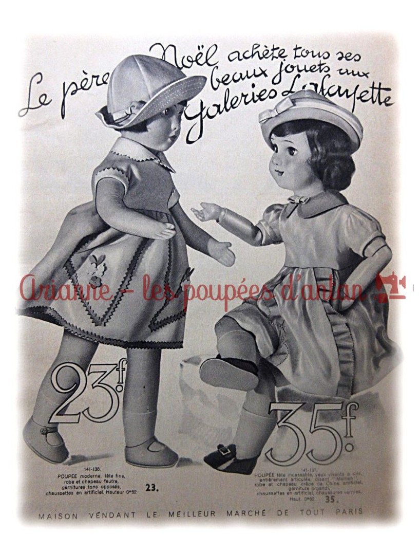 Atelier Arianne-Musée de poupées- Caractéristiques et tenues d’origine poupées Raynal en feutre. — Atelier Arianne-Musée de poupées- Caractéristiques et tenues d’origine poupées Raynal en feutre. — document original du blog, vue 4 — vue 4.