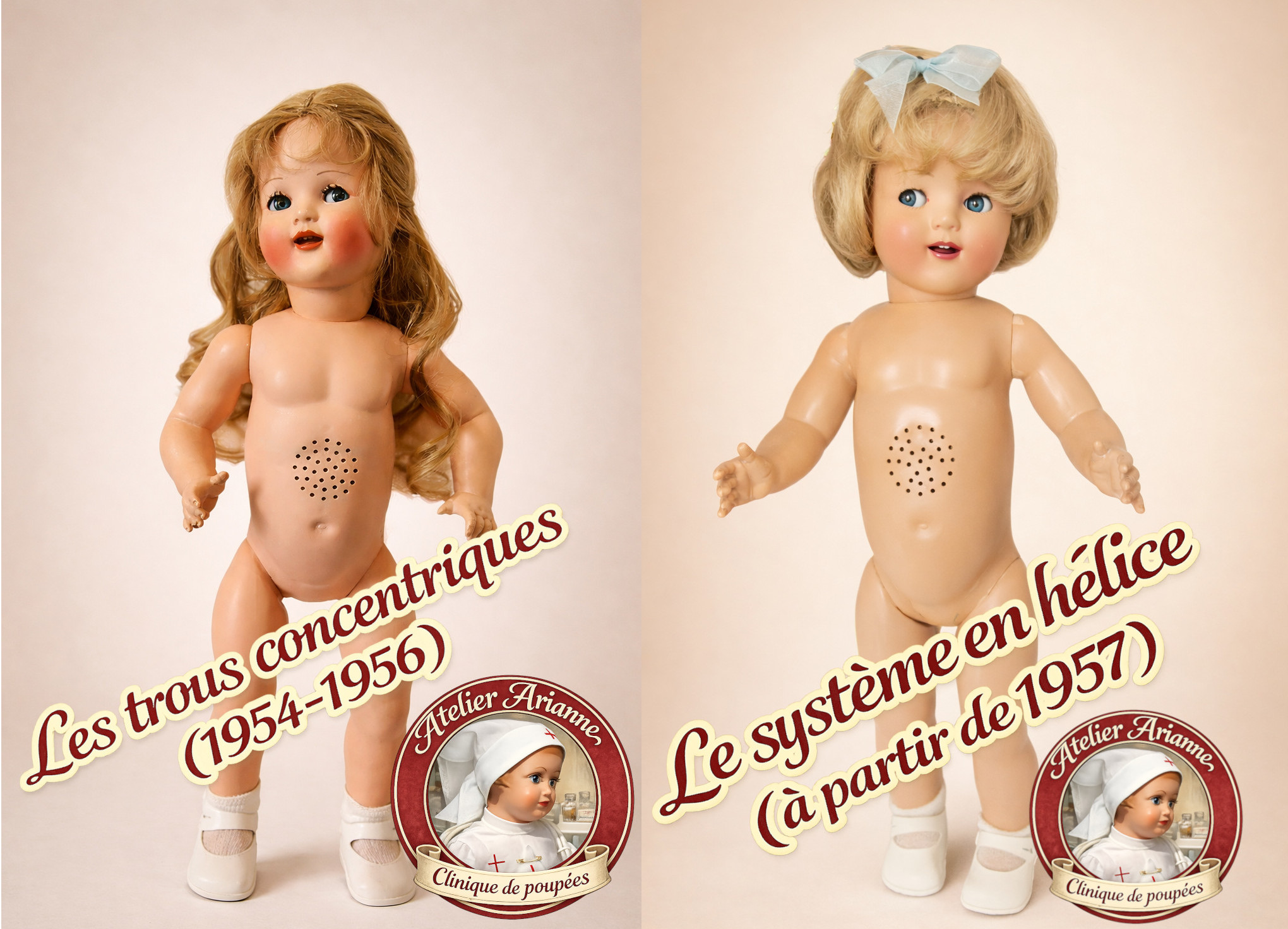 Nadine de Raynal : comparaison des systèmes sonores (1954–1957). Trous concentriques et système en hélice — Nadine de Raynal : comparaison des systèmes sonores (1954–1957). Trous concentriques et système en hélice — document original du blog, vue 1 — vue 1.