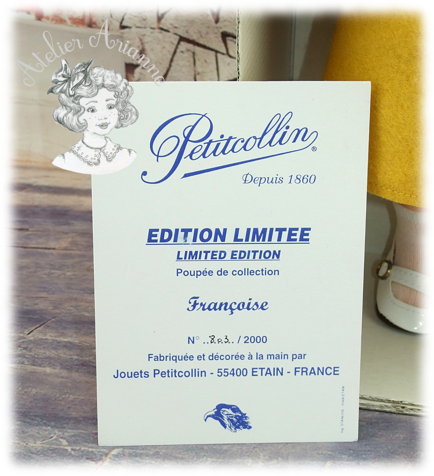 POUPÉE FRANÇOISE DE 1998 – PREMIÈRE REPRODUCTION DE FRANÇOISE — POUPÉE FRANÇOISE DE 1998 – PREMIÈRE REPRODUCTION DE FRANÇOISE — document original du blog, vue 3 — vue 3.