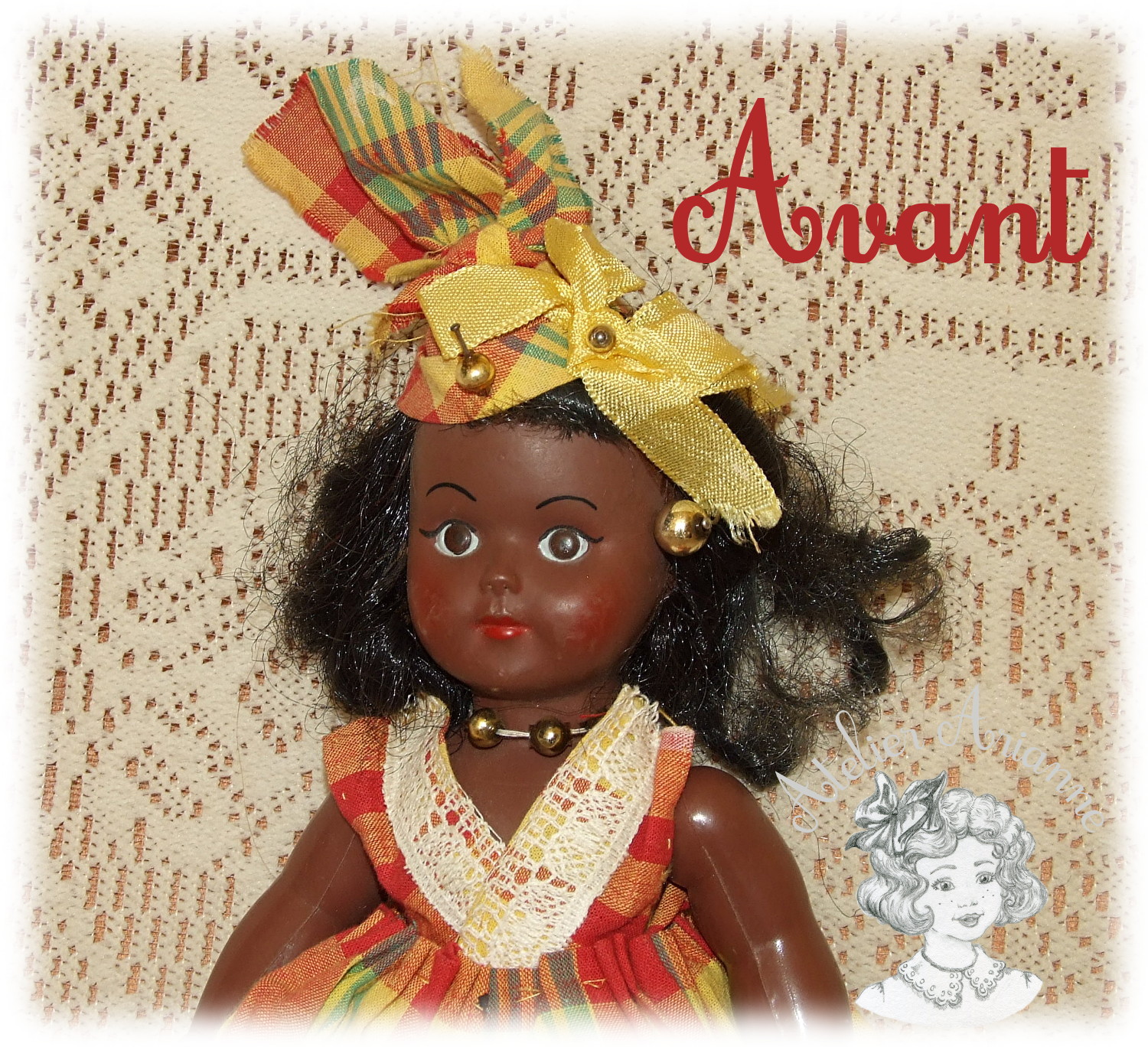 POUPÉE EN COSTUME TRADITIONNEL DES ANTILLES — POUPÉE EN COSTUME TRADITIONNEL DES ANTILLES — document original du blog, vue 6 — vue 6.