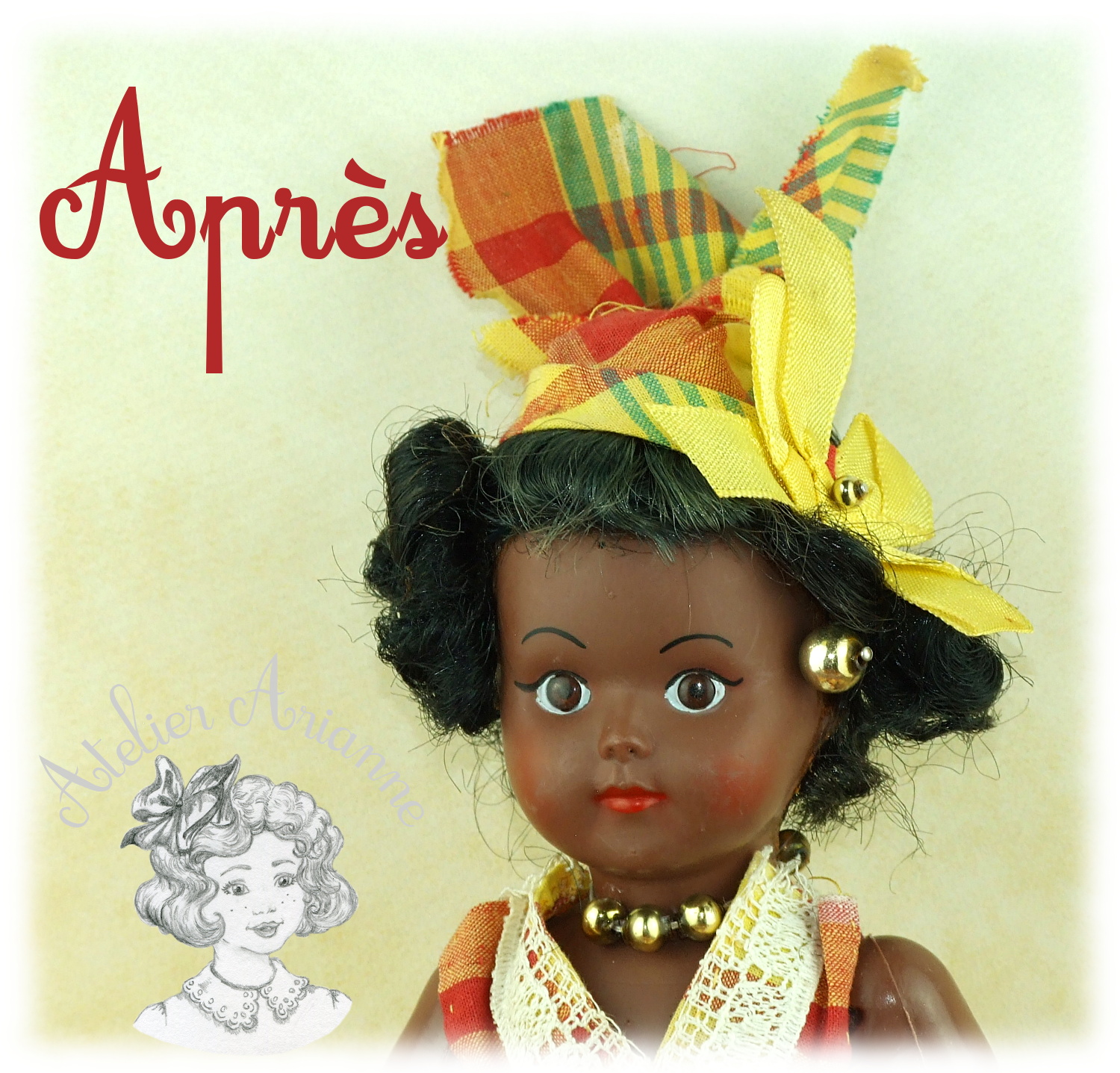 POUPÉE EN COSTUME TRADITIONNEL DES ANTILLES — POUPÉE EN COSTUME TRADITIONNEL DES ANTILLES — document original du blog, vue 5 — vue 5.