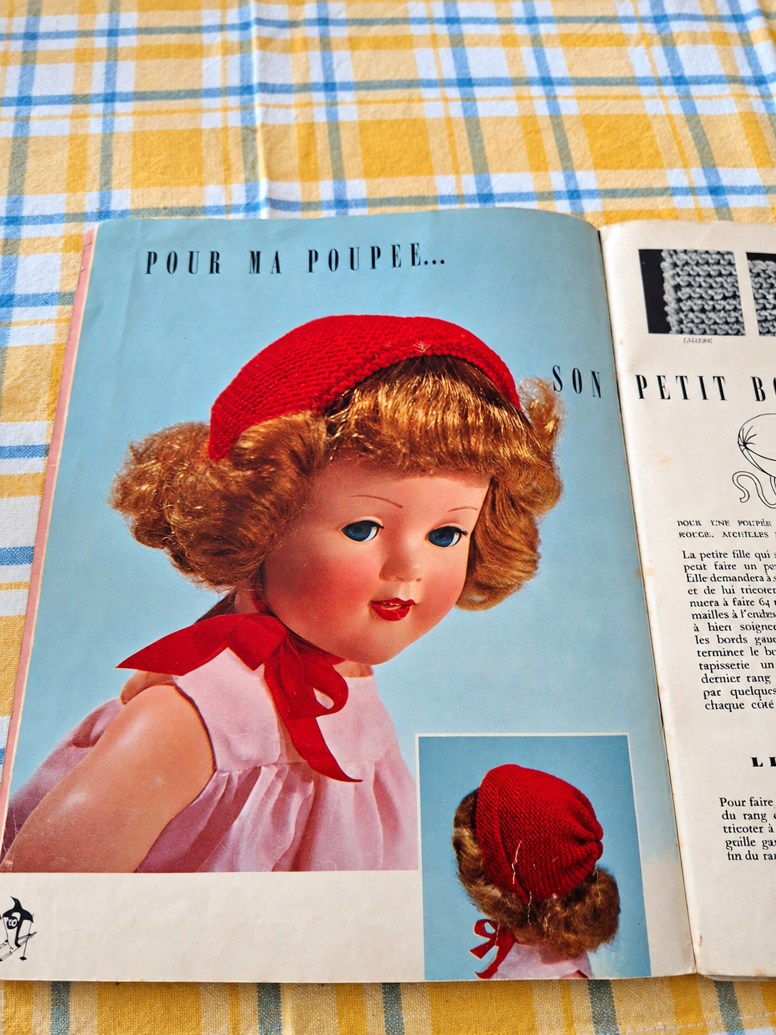 Je tricote… : brochure de 1951 avec une poupée Raynal — collection de Régine — Poupée Raynal portant un bonnet rouge — vue 3.