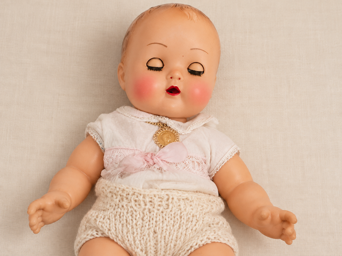 Caroline et gros bébé Raynal — collection de Lydia — Caroline allongée, les yeux fermés — vue 3.
