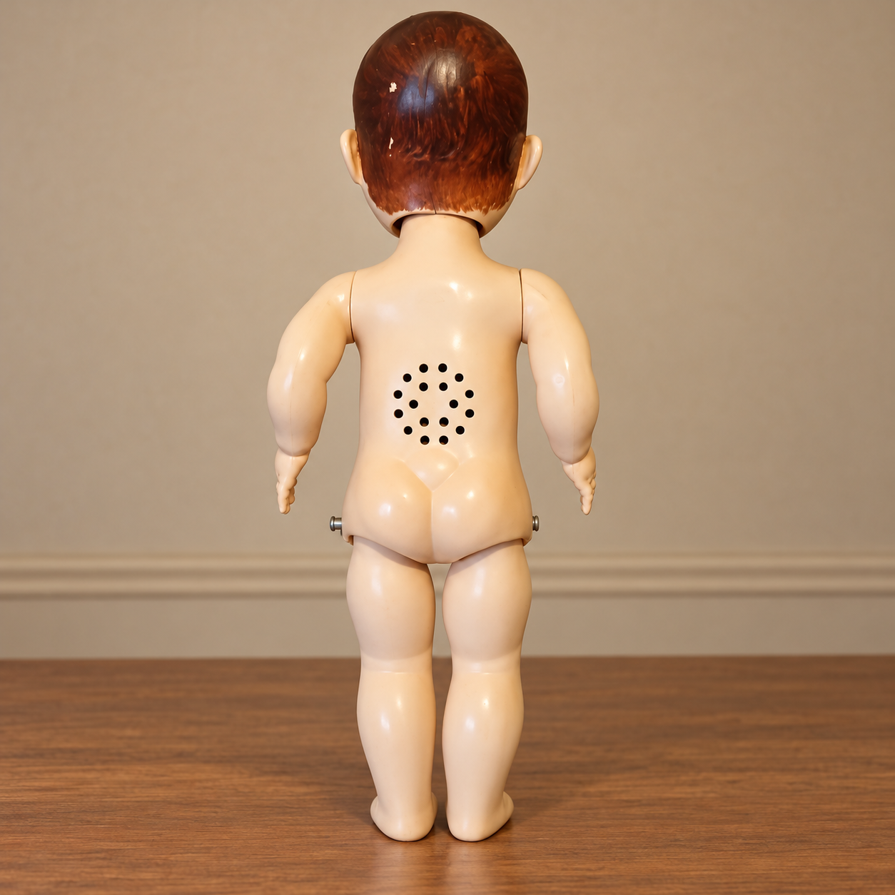 Bébé marcheur anglais — fabricant à identifier — Vue de dos du corps et des jambes, avec perforations visibles — vue 4.
