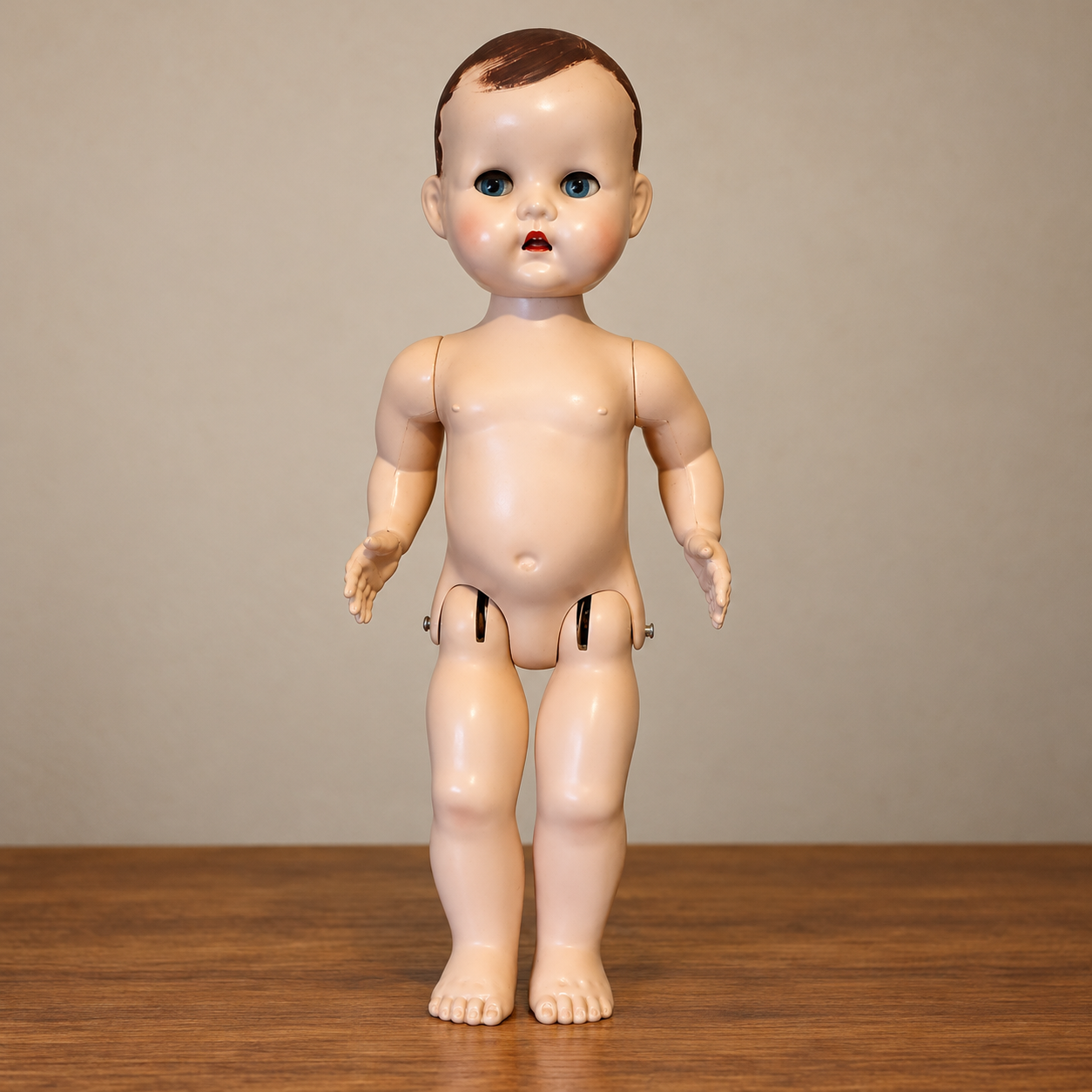 Bébé marcheur anglais — fabricant à identifier — Vue de face du corps articulé sans vêtements — vue 3.