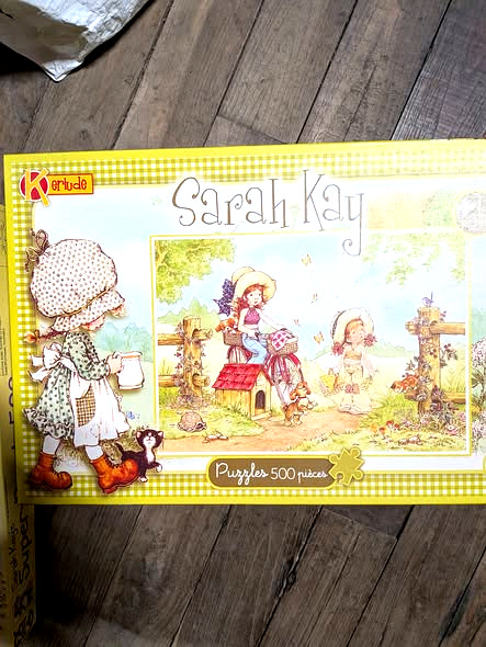 Sarah Kay : puzzles, broche et petits trésors — collection de Mireille — Puzzle Sarah Kay Kerlude — boîte indiquant 500 pièces — vue 1.
